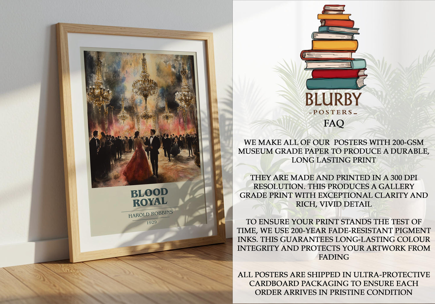 Blood Royal by Harold Robbins | Book Poster | Literary Art Gift For Book Lover | Novel Inspired Wall Art | Free Delivery