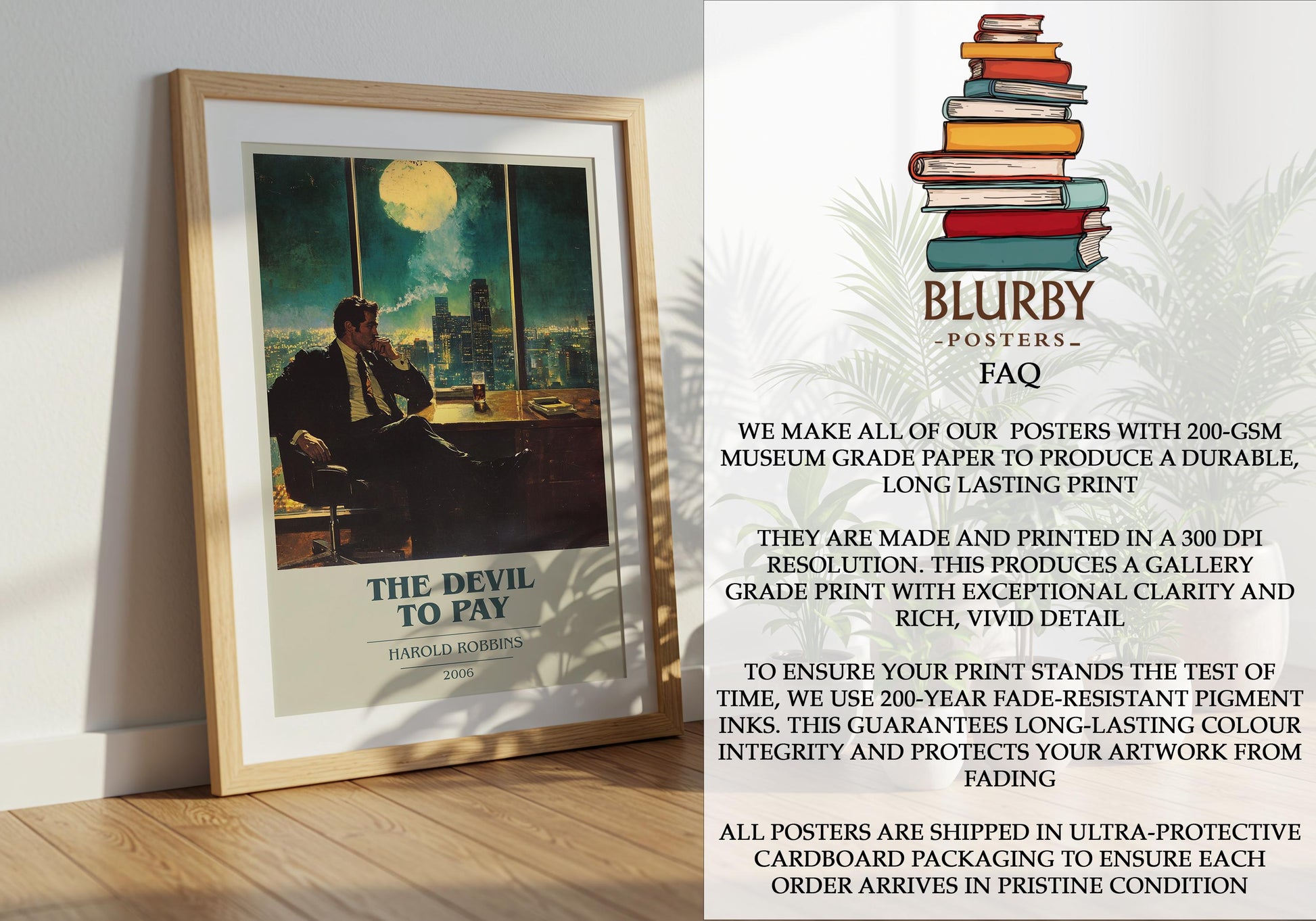 The Devil To Pay by Harold Robbins | Book Poster | Literary Art Gift For Book Lover | Novel Inspired Wall Art | Free Delivery