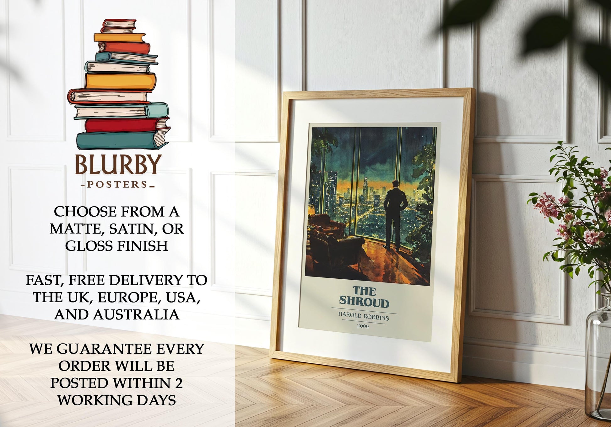 The Shroud by Harold Robbins | Book Poster | Literary Art Gift For Book Lover | Novel Inspired Wall Art | Free Delivery