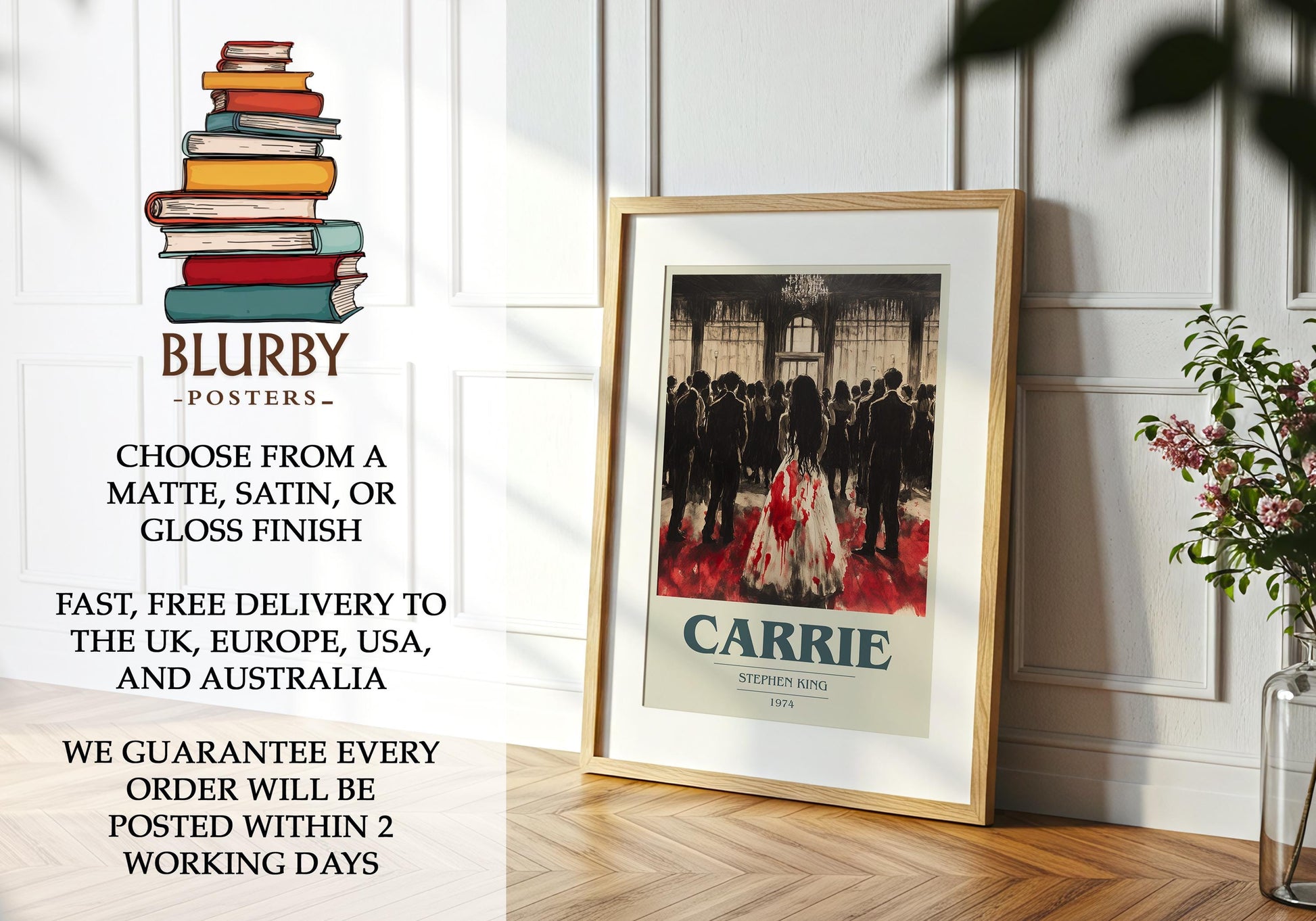 Carrie by Stephen King | Book Poster | Literary Art Gift For Book Lover | Novel Inspired Wall Art | Free Delivery