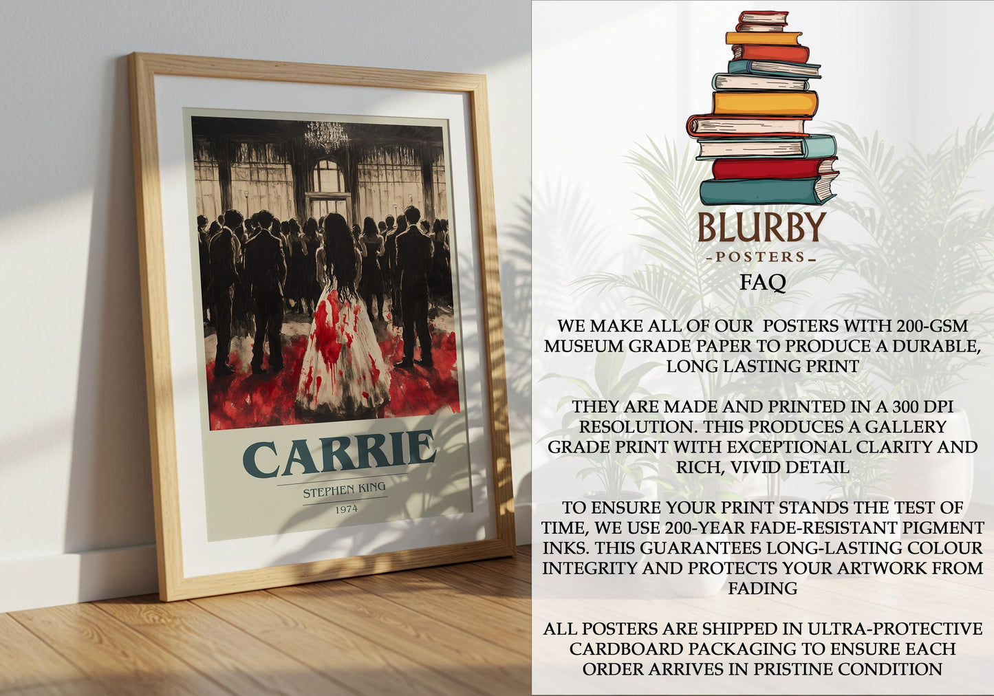 Carrie by Stephen King | Book Poster | Literary Art Gift For Book Lover | Novel Inspired Wall Art | Free Delivery