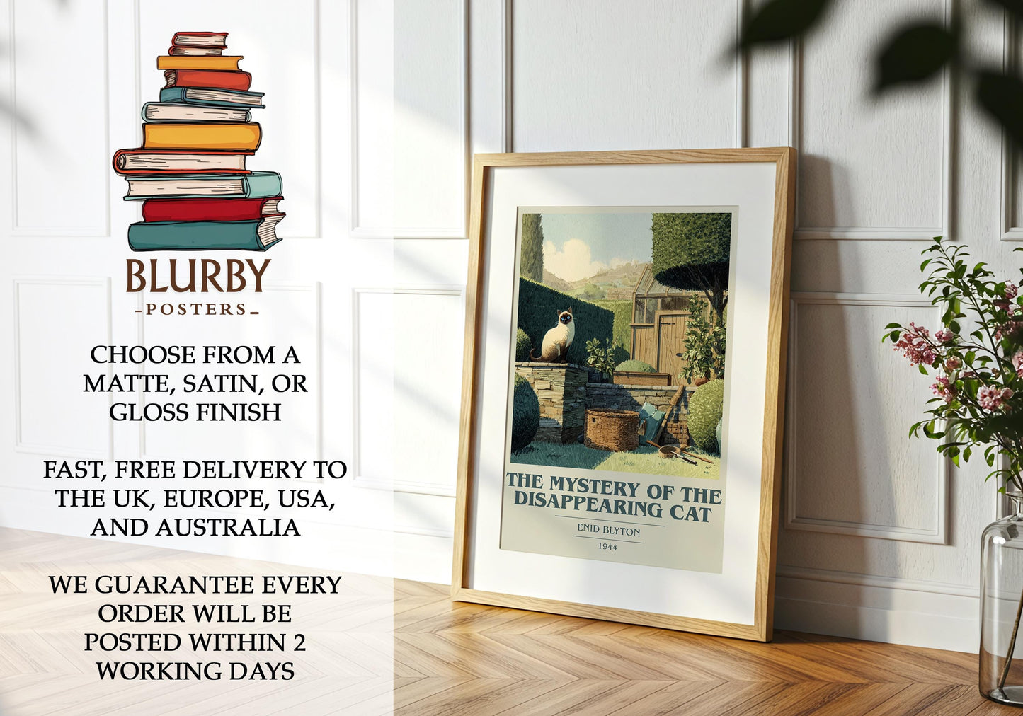 The Mystery of the Disappearing Cat by Enid Blyton | Book Poster | Literary Art Gift For Book Lover | Novel Inspired Wall Art