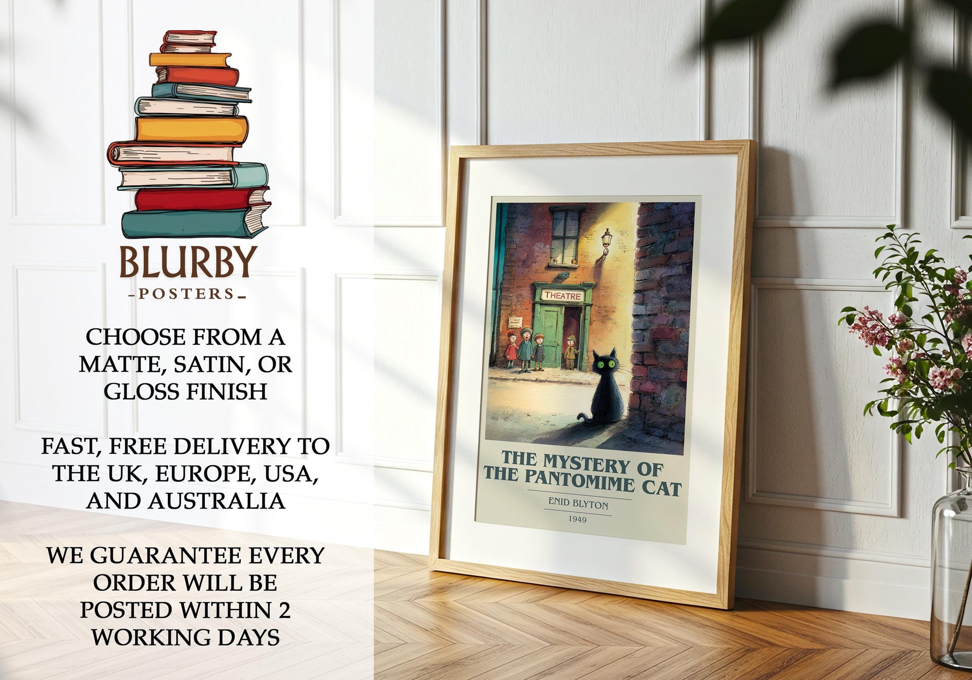 The Mystery of the Pantomime Cat by Enid Blyton | Book Poster | Literary Art Gift For Book Lover | Novel Inspired Wall Art