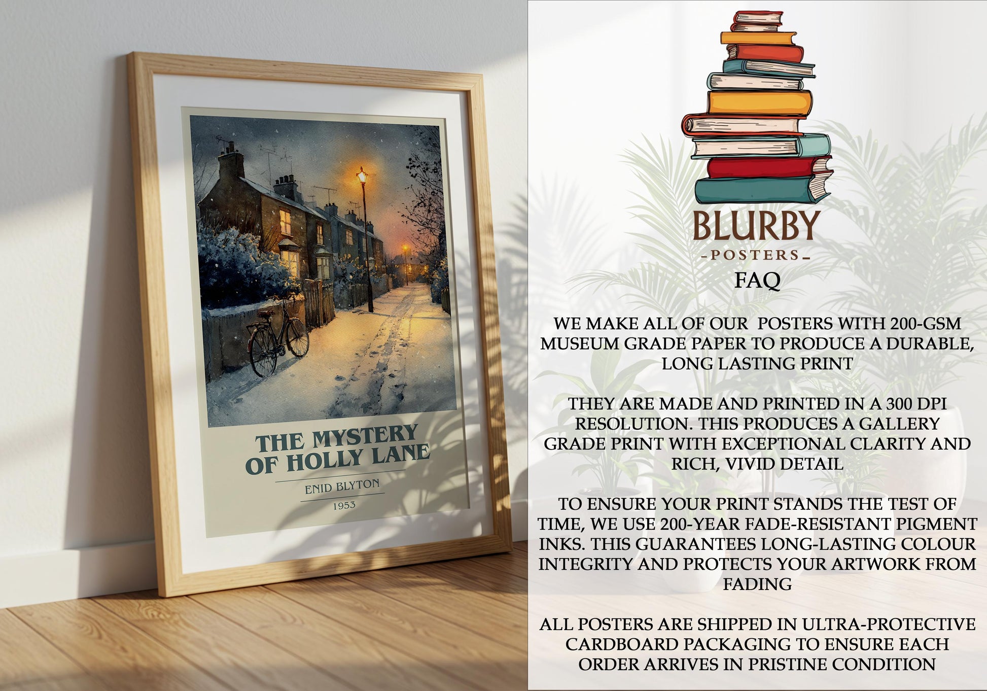 The Mystery of Holly Lane by Enid Blyton | Book Poster | Literary Art Gift For Book Lover | Novel Inspired Wall Art | Free Delivery