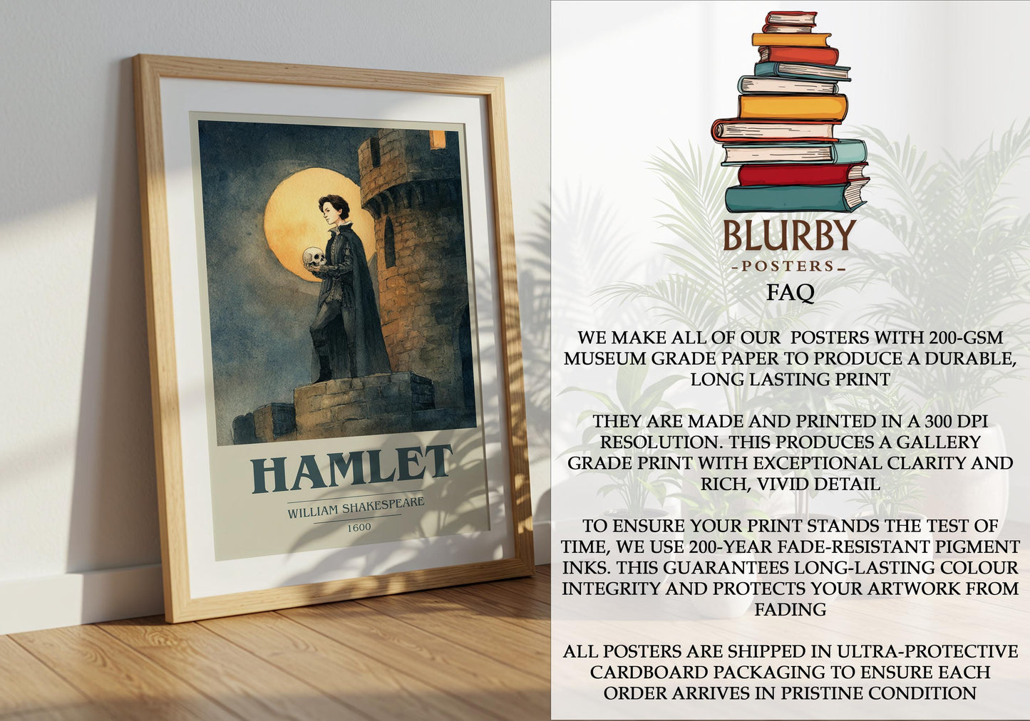 Hamlet by William Shakespeare | Book Poster | Literary Art Gift For Book Lover | Novel Inspired Wall Art | Free Delivery