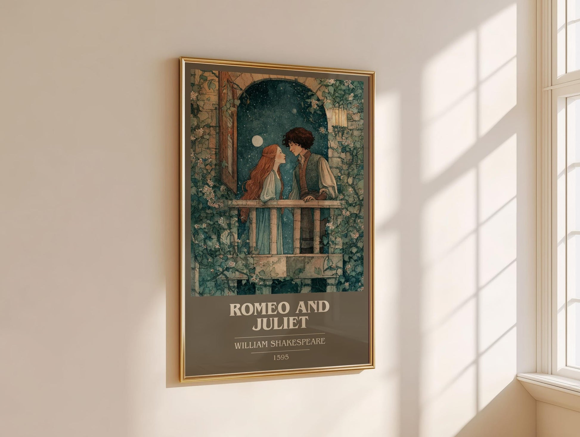 Romeo and Juliet book cover book poster framed on wall – classic literature wall art