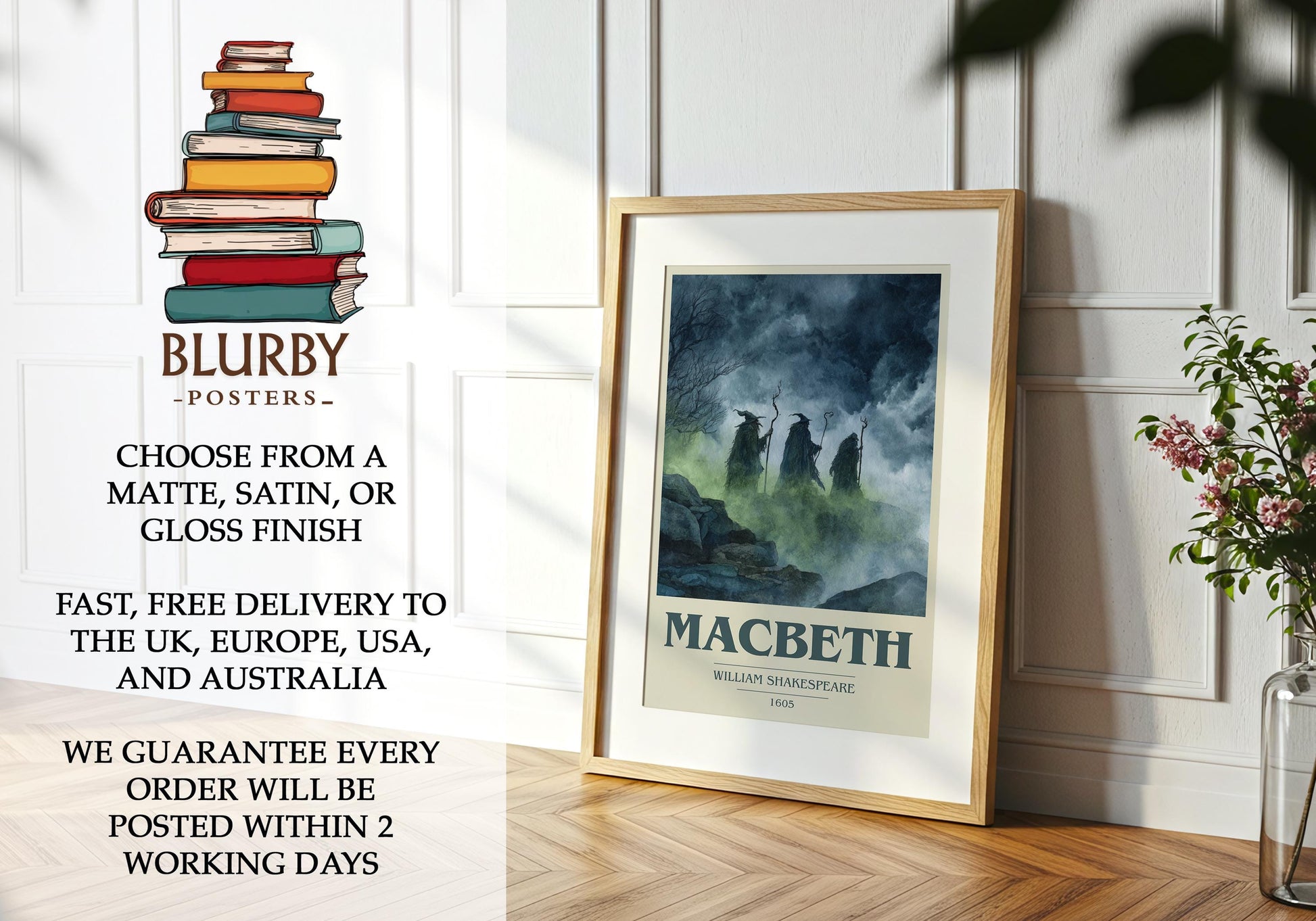 Macbeth by William Shakespeare | Book Poster | Literary Art Gift For Book Lover | Novel Inspired Wall Art | Free Delivery