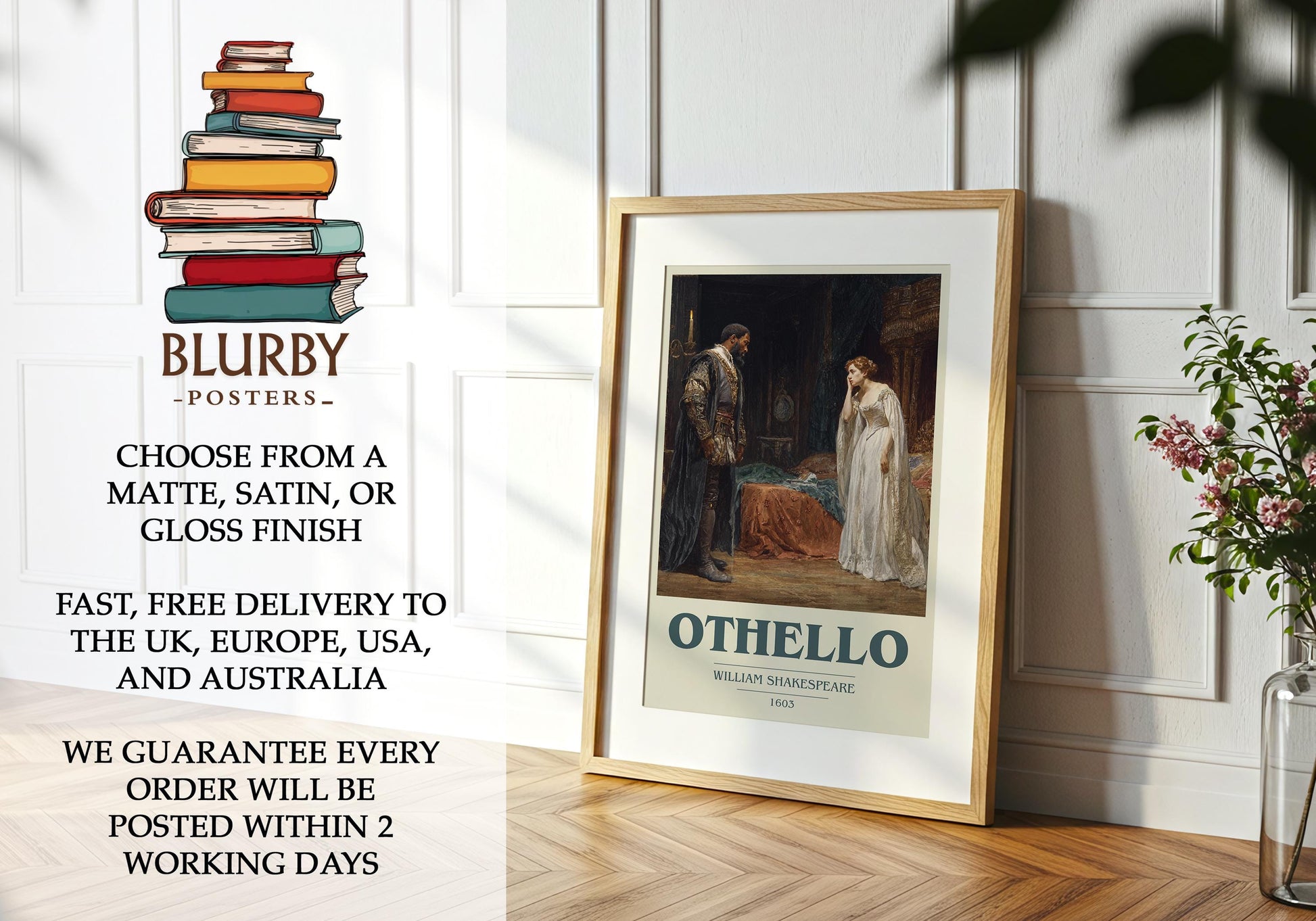 Othello by William Shakespeare | Book Poster | Literary Art Gift For Book Lover | Novel Inspired Wall Art | Free Delivery