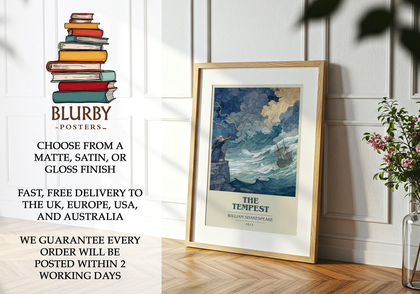 The Tempest by William Shakespeare | Book Poster | Literary Art Gift For Book Lover | Novel Inspired Wall Art | Free Delivery