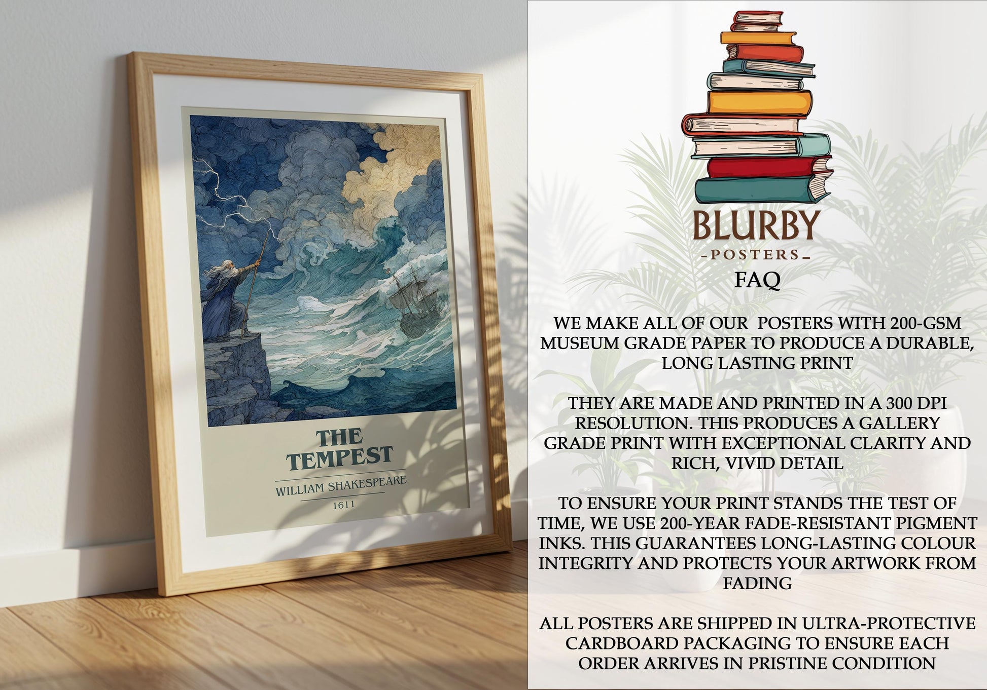 The Tempest by William Shakespeare | Book Poster | Literary Art Gift For Book Lover | Novel Inspired Wall Art | Free Delivery