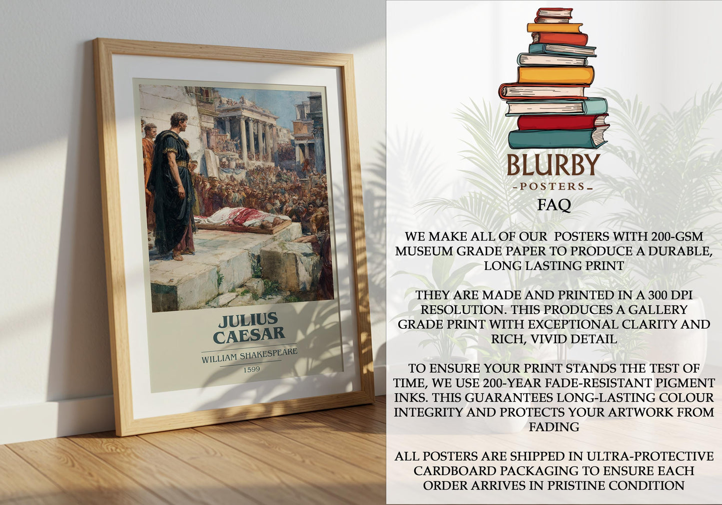 Julius Caeser by William Shakespeare | Book Poster | Literary Art Gift For Book Lover | Novel Inspired Wall Art | Free Delivery