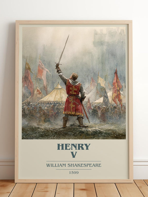 Henry V book cover print in frame leaning in hallway – classic literature wall art