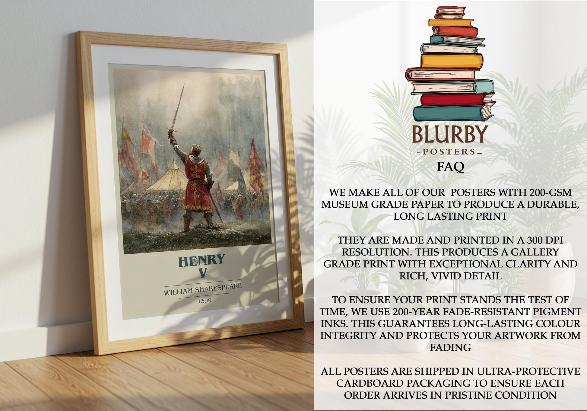 Henry The Fifth by William Shakespeare | Book Poster | Literary Art Gift For Book Lover | Novel Inspired Wall Art | Free Delivery