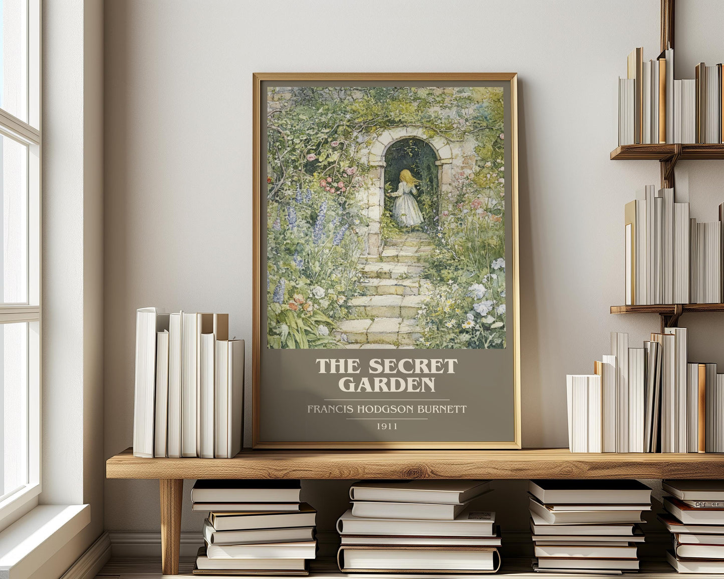 The Secret Garden by Frances Hodgson Burnett Descriptive Poster Print. Free Delivery Wall Art Author & Blurb Book Artwork Novel
