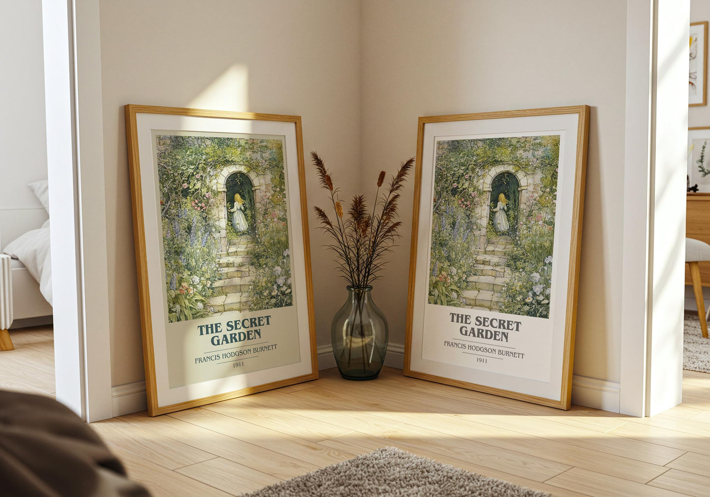The Secret Garden by Frances Hodgson Burnett Descriptive Poster Print. Free Delivery Wall Art Author & Blurb Book Artwork Novel