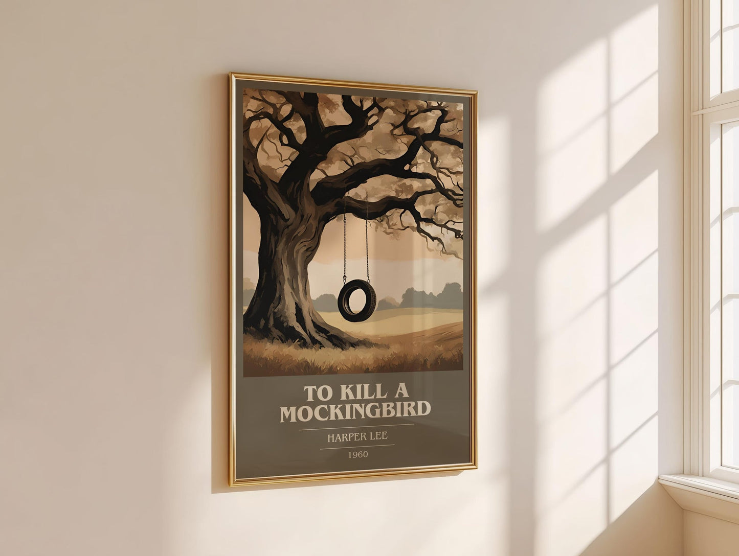 To Kill A Mockingbird book cover print framed by window – literary home decor