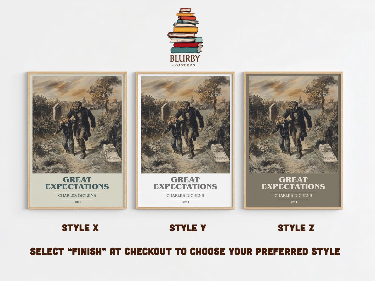 Great Expectations book cover poster colour and style options – Charles Dickens book art