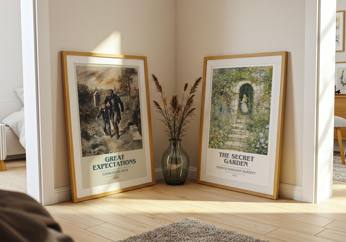 Great Expectations book cover poster paired in gallery wall – literary art prints