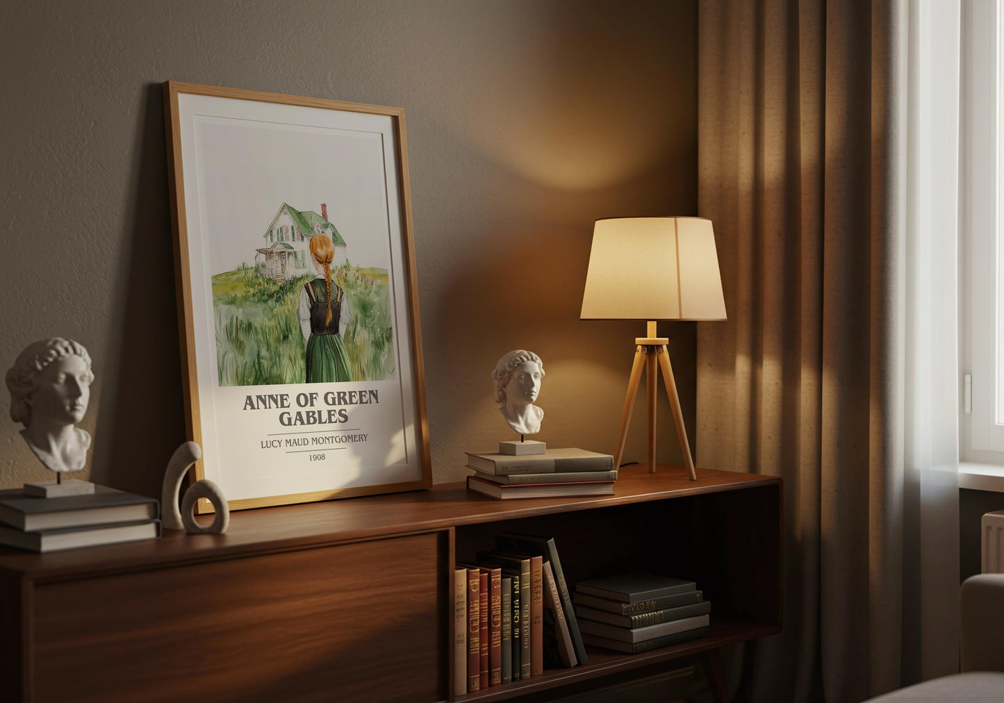 Anne of Green Gables by Lucy Maud Montgomery Descriptive Poster Print. Free Delivery Wall Art Author & Blurb Book Artwork Novel