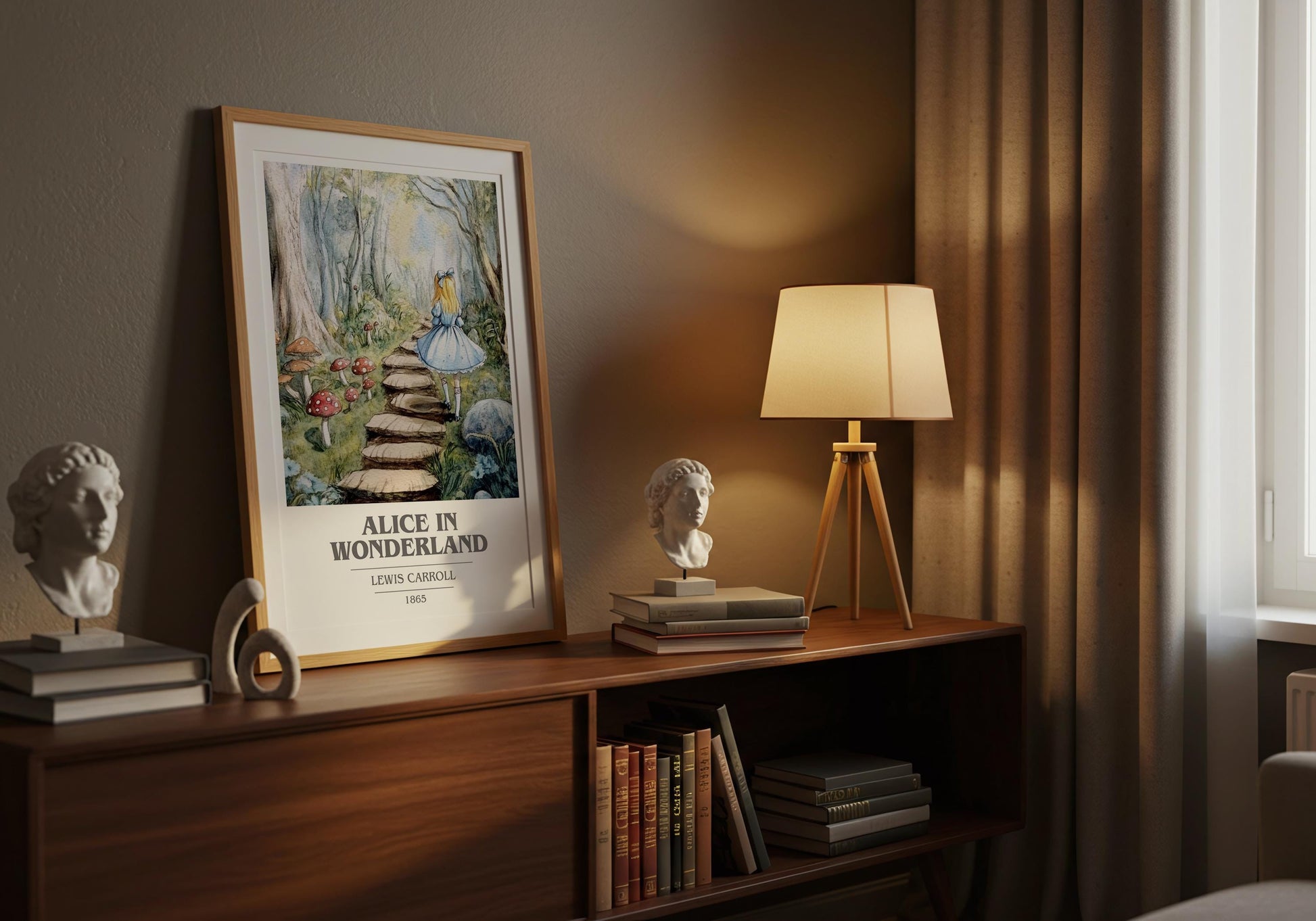 Alice's Adventures in Wonderland by Lewis Carroll Descriptive Poster Print. Free Delivery Wall Art Author & Blurb Book Artwork Novel