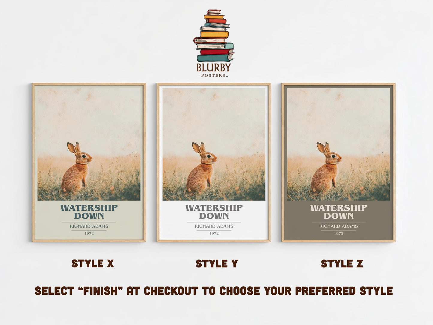 Watership Down by Richard Adams Descriptive Poster Print. Free Delivery Wall Art Author & Blurb Book Artwork Novel