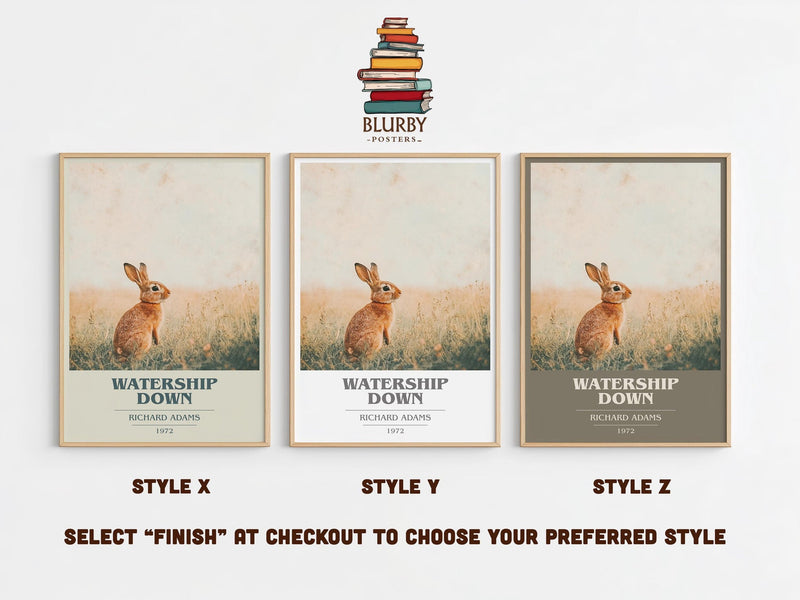 Watership Down book cover poster colour and style options – Richard Adams book art