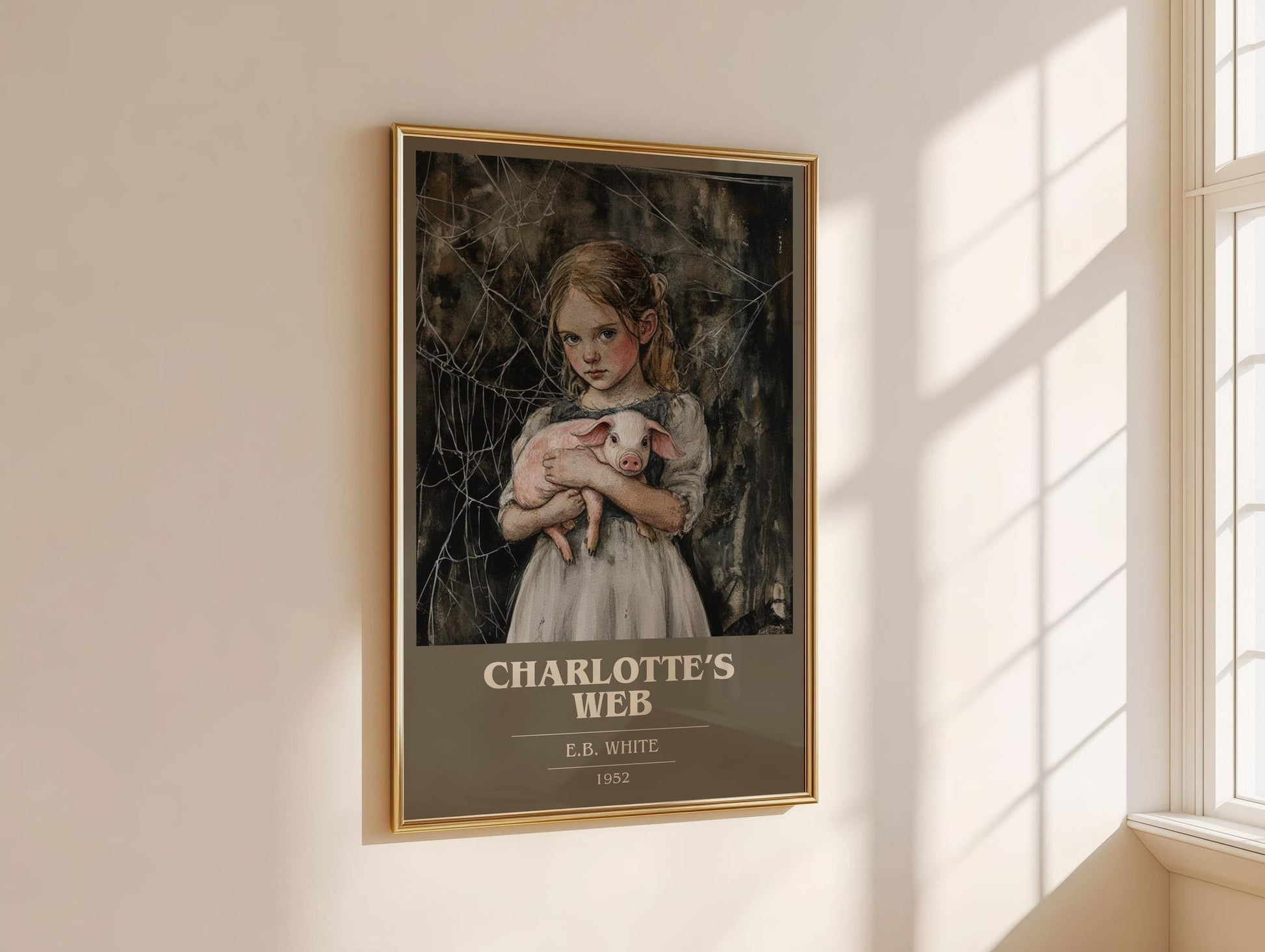 Charlotte's Web book cover book poster framed on wall – childrens wall art