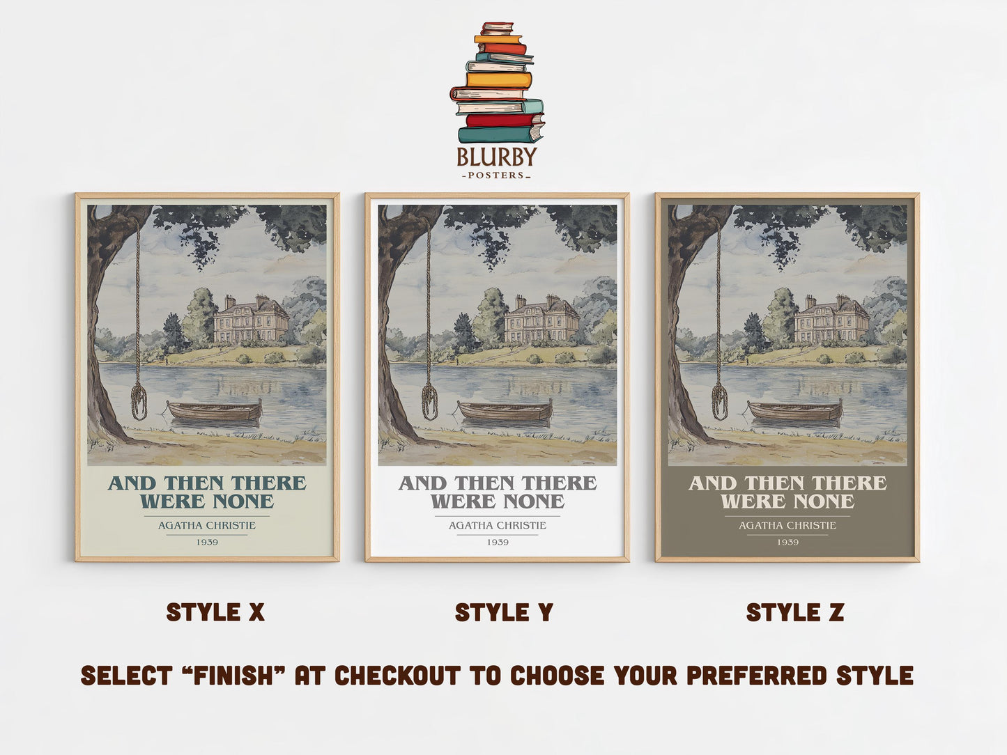 And Then There Were None book cover poster colour and style options – Agatha Christie book art
