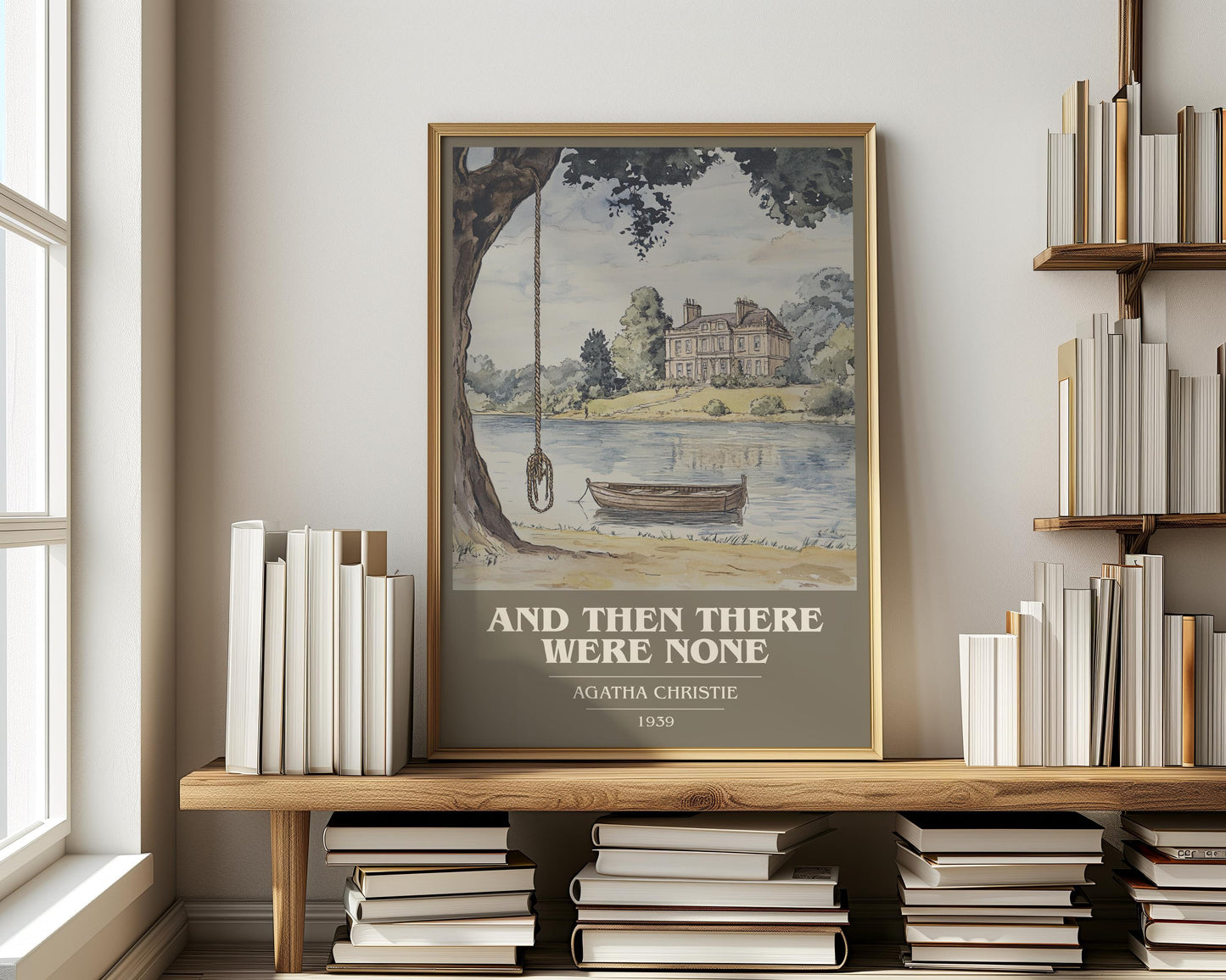 And Then There Were None book cover print on bookshelf – Agatha Christie fan gift