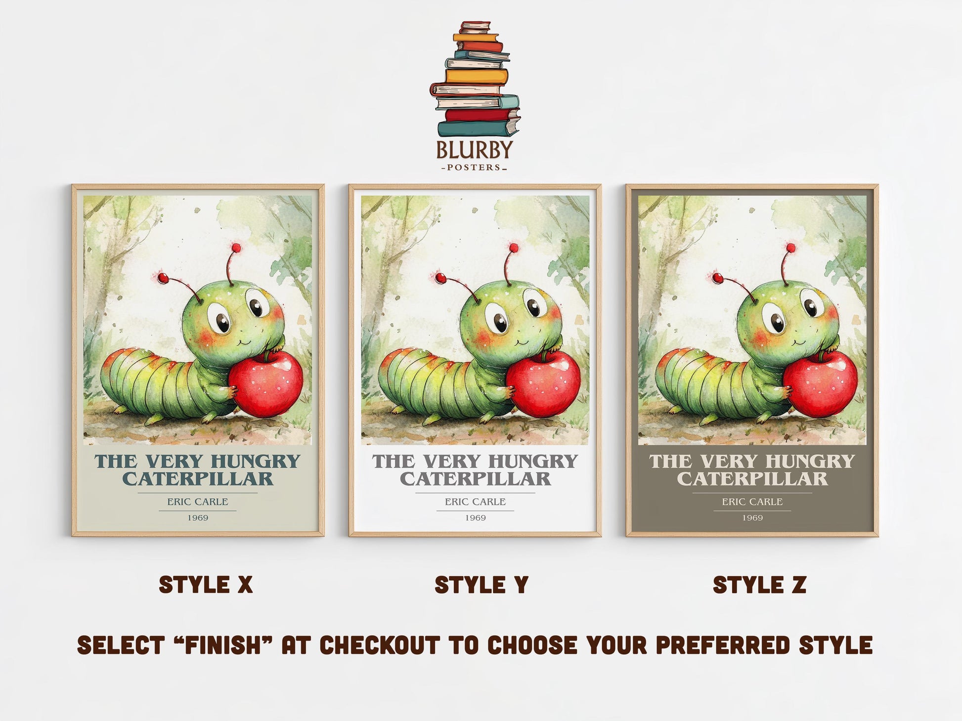 The Very Hungry Caterpillar by Eric Carle Descriptive Poster Print. Free Delivery Wall Art Author & Blurb Book Artwork Novel