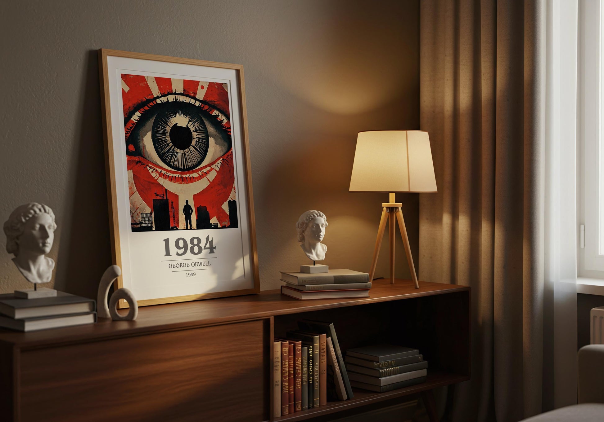 1984 by George Orwell Descriptive Poster Print. Free Delivery Wall Art Author & Blurb Book Artwork Novel