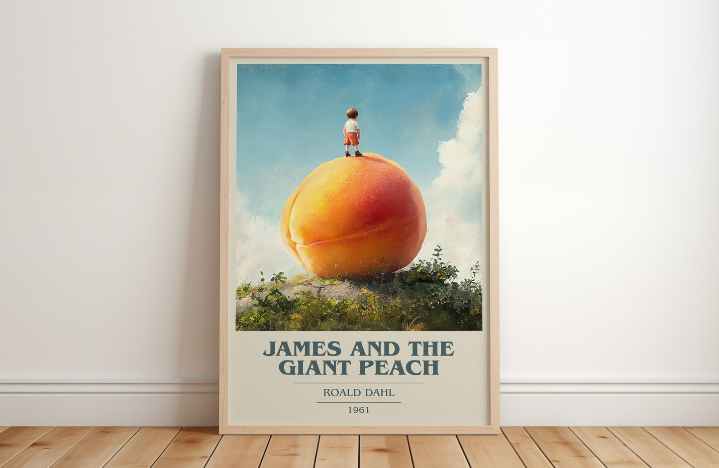 James and the Giant Peach by Roald Dahl Descriptive Poster Print. Free Delivery Wall Art Author & Blurb Book Artwork Novel