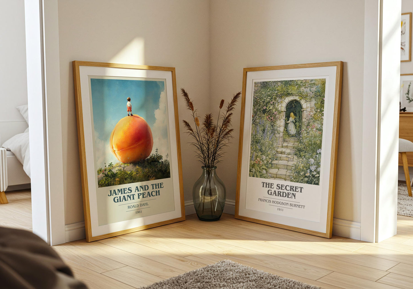 James and the Giant Peach by Roald Dahl Descriptive Poster Print. Free Delivery Wall Art Author & Blurb Book Artwork Novel