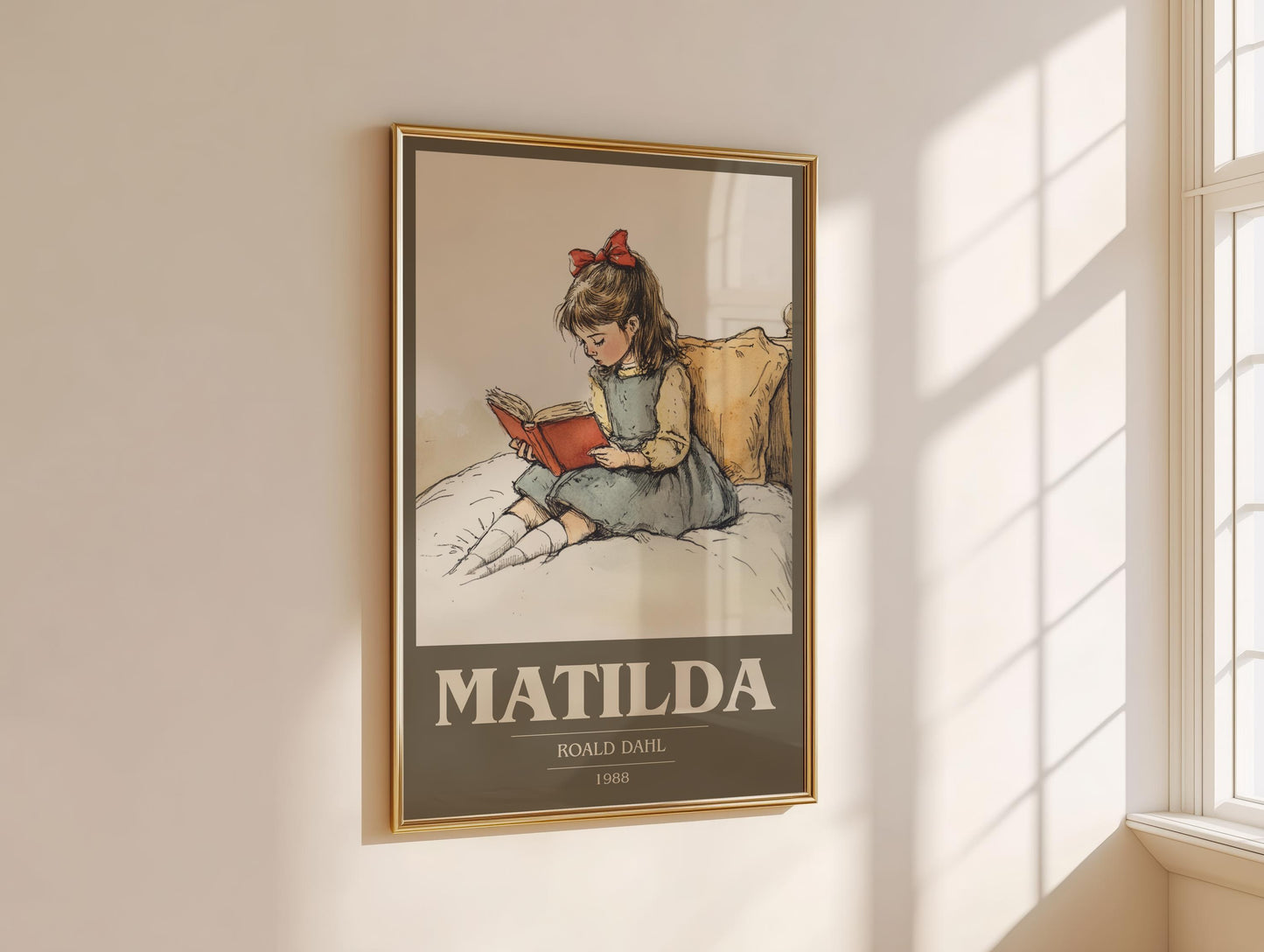 Matilda by Roald Dahl Descriptive Poster Print. Free Delivery Wall Art Author & Blurb Book Artwork Novel