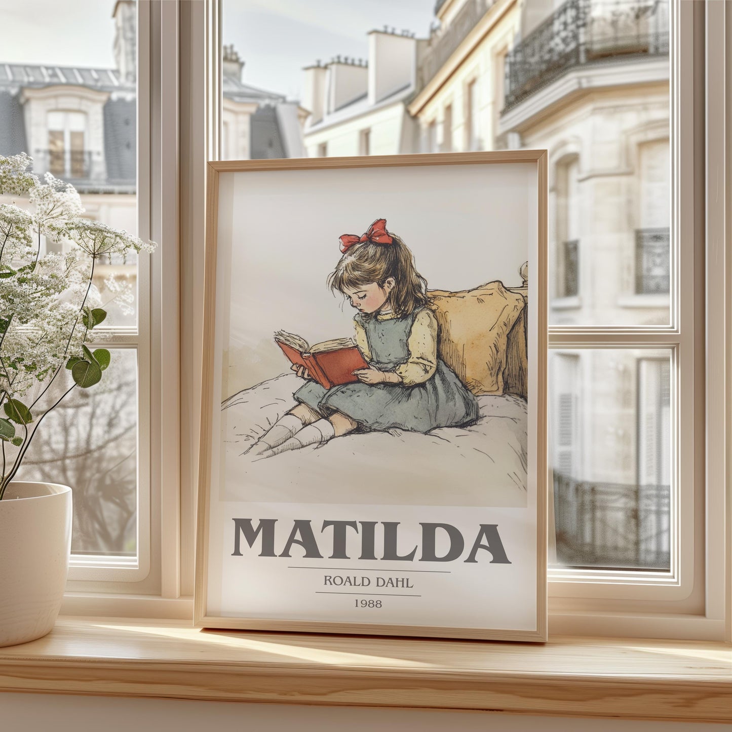 Matilda by Roald Dahl Descriptive Poster Print. Free Delivery Wall Art Author & Blurb Book Artwork Novel