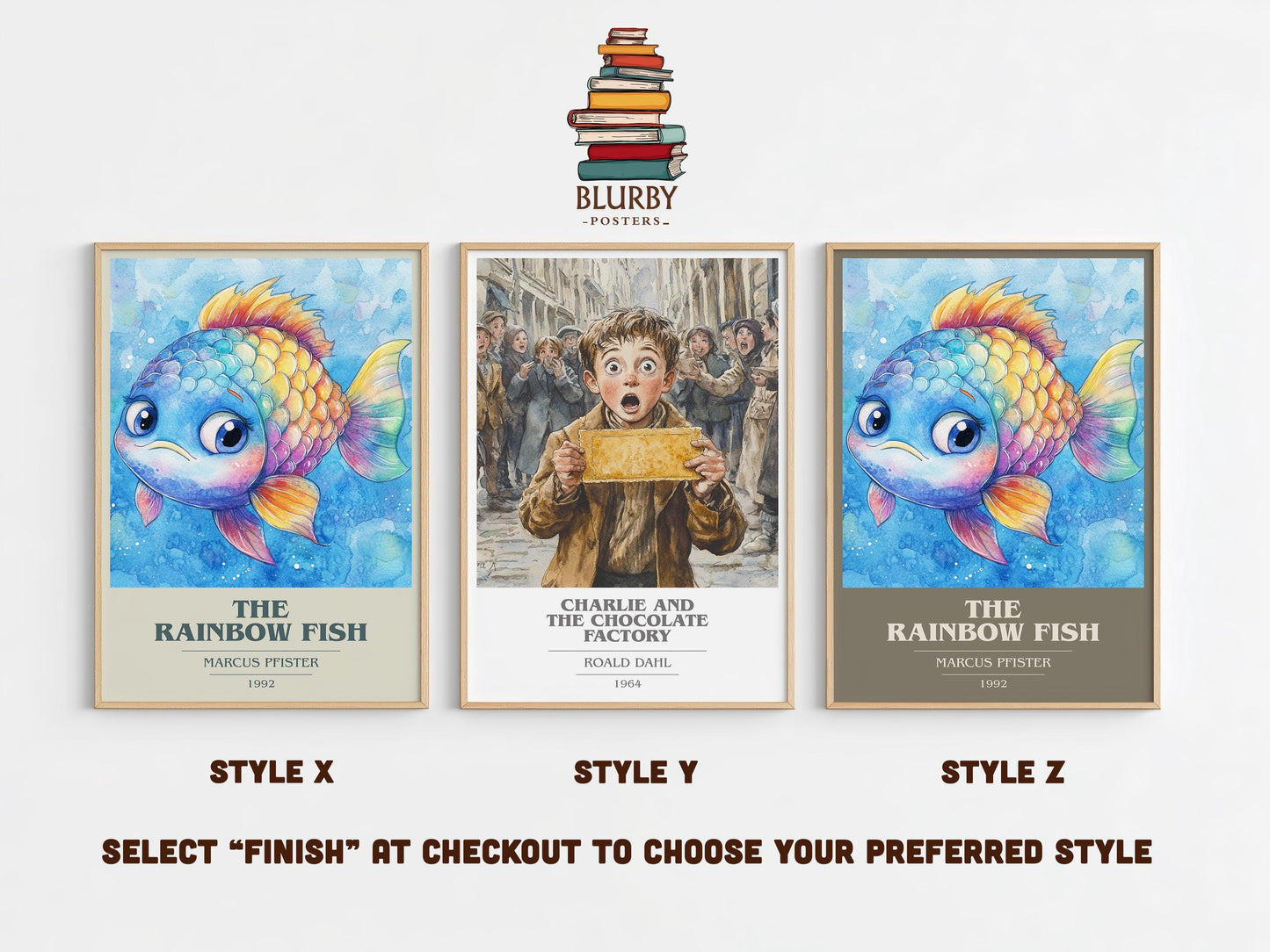 The Rainbow Fish by Marcus Pfister Descriptive Poster Print. Free Delivery Wall Art Author & Blurb Book Artwork Novel