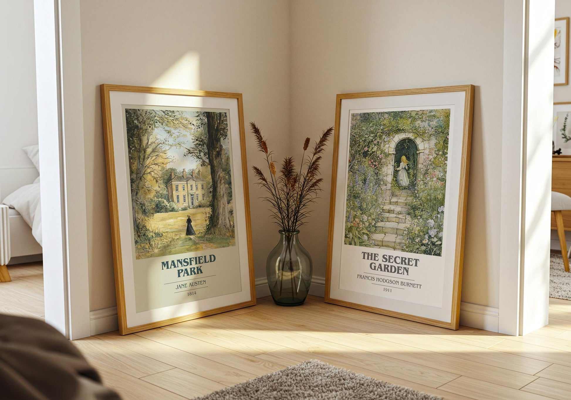 Mansfield Park book cover print on bookshelf – Jane Austen fan gift