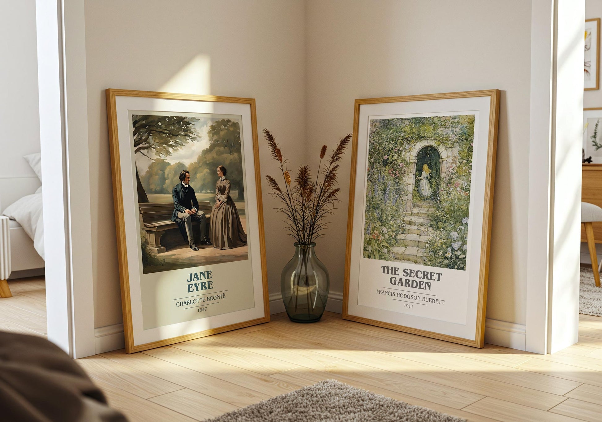 Jane Eyre book cover print on bookshelf – Charlotte Brontë fan gift