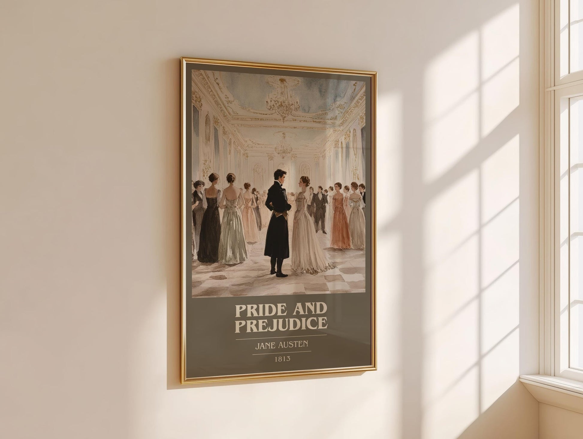 Pride and Prejudice book cover book poster framed on wall – classic literature wall art