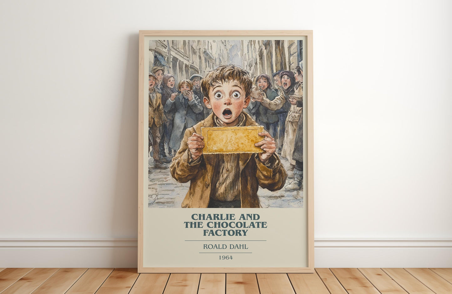 Charlie and the Chocolate Factory by Roald Dahl Descriptive Poster Print. Free Delivery Wall Art Author & Blurb Book Artwork Novel