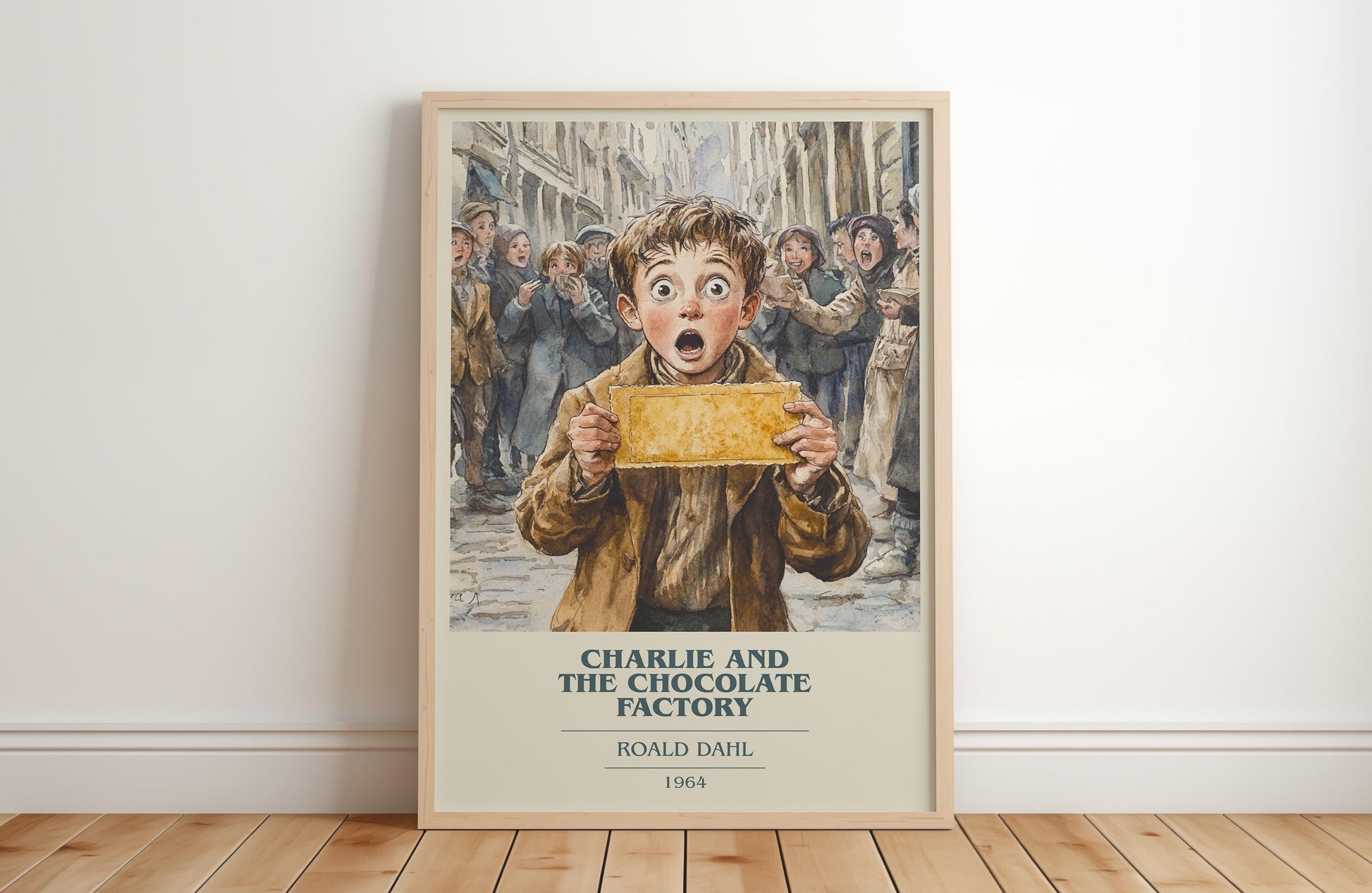 Charlie and the Chocolate Factory by Roald Dahl Descriptive Poster Print. Free Delivery Wall Art Author & Blurb Book Artwork Novel