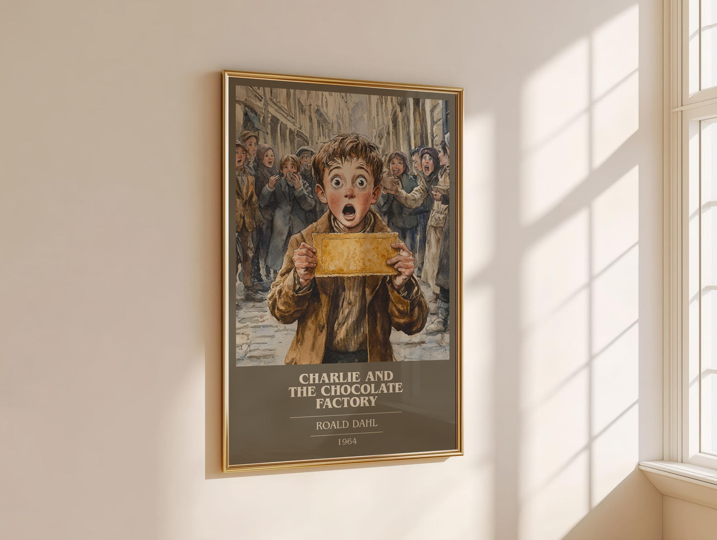 Charlie and the Chocolate Factory by Roald Dahl Descriptive Poster Print. Free Delivery Wall Art Author & Blurb Book Artwork Novel