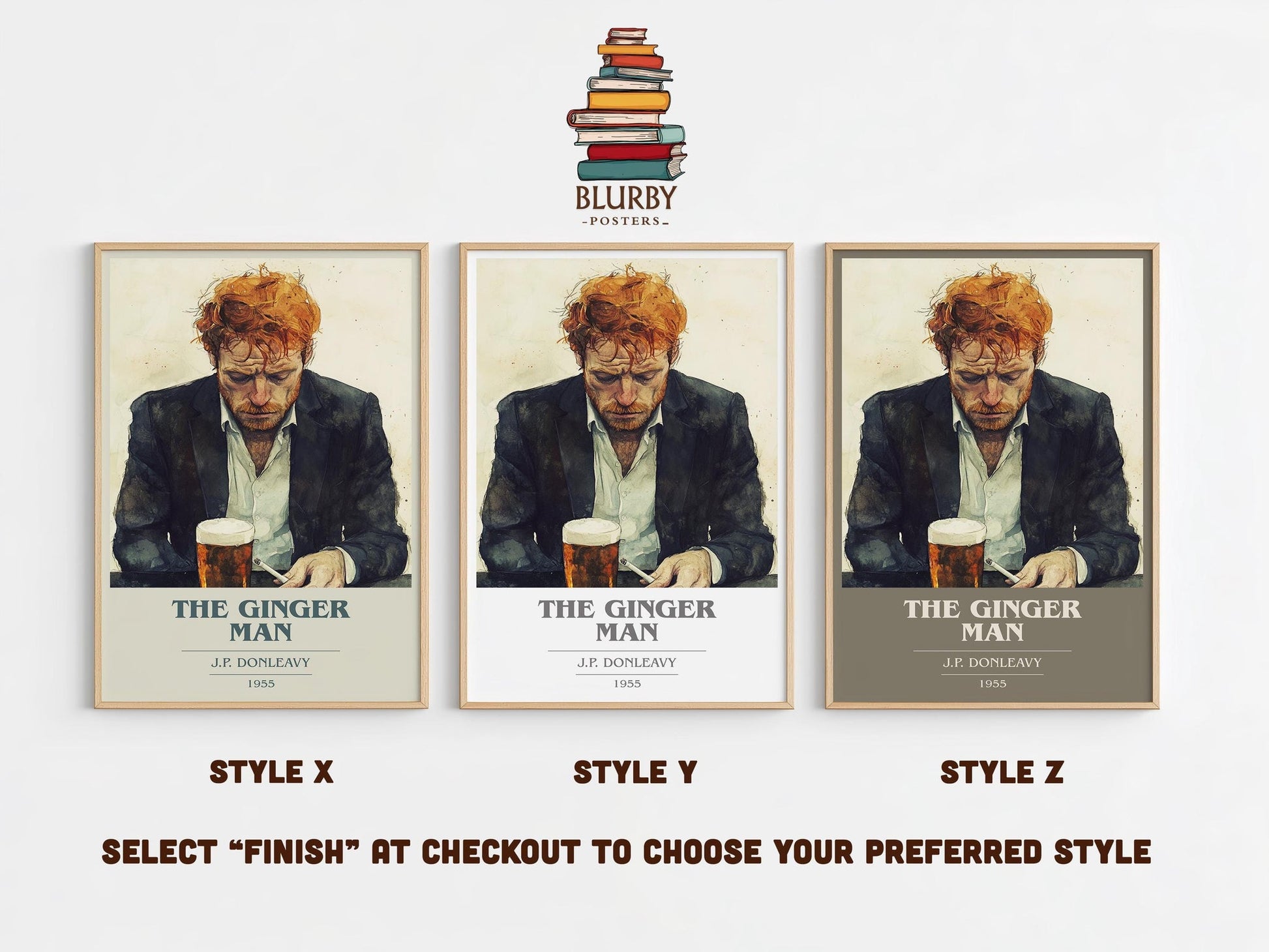 The Ginger Man book cover print framed by window – literary home decor