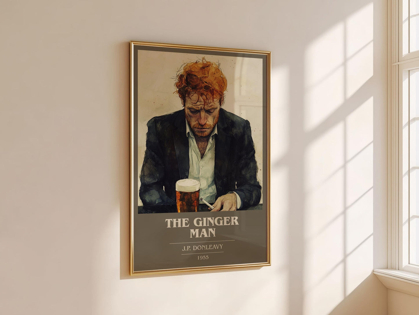 The Ginger Man book cover print on bookshelf – J.P. Donleavy fan gift