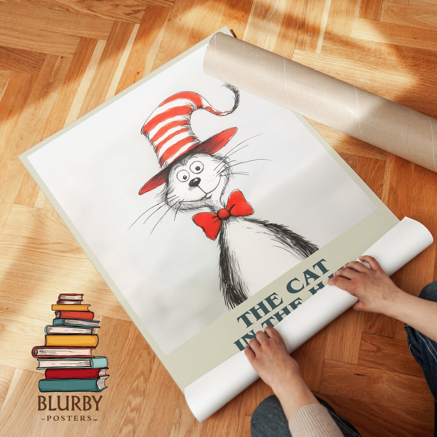The Cat in the Hat book poster packaging – museum-quality print rolled in protective tube