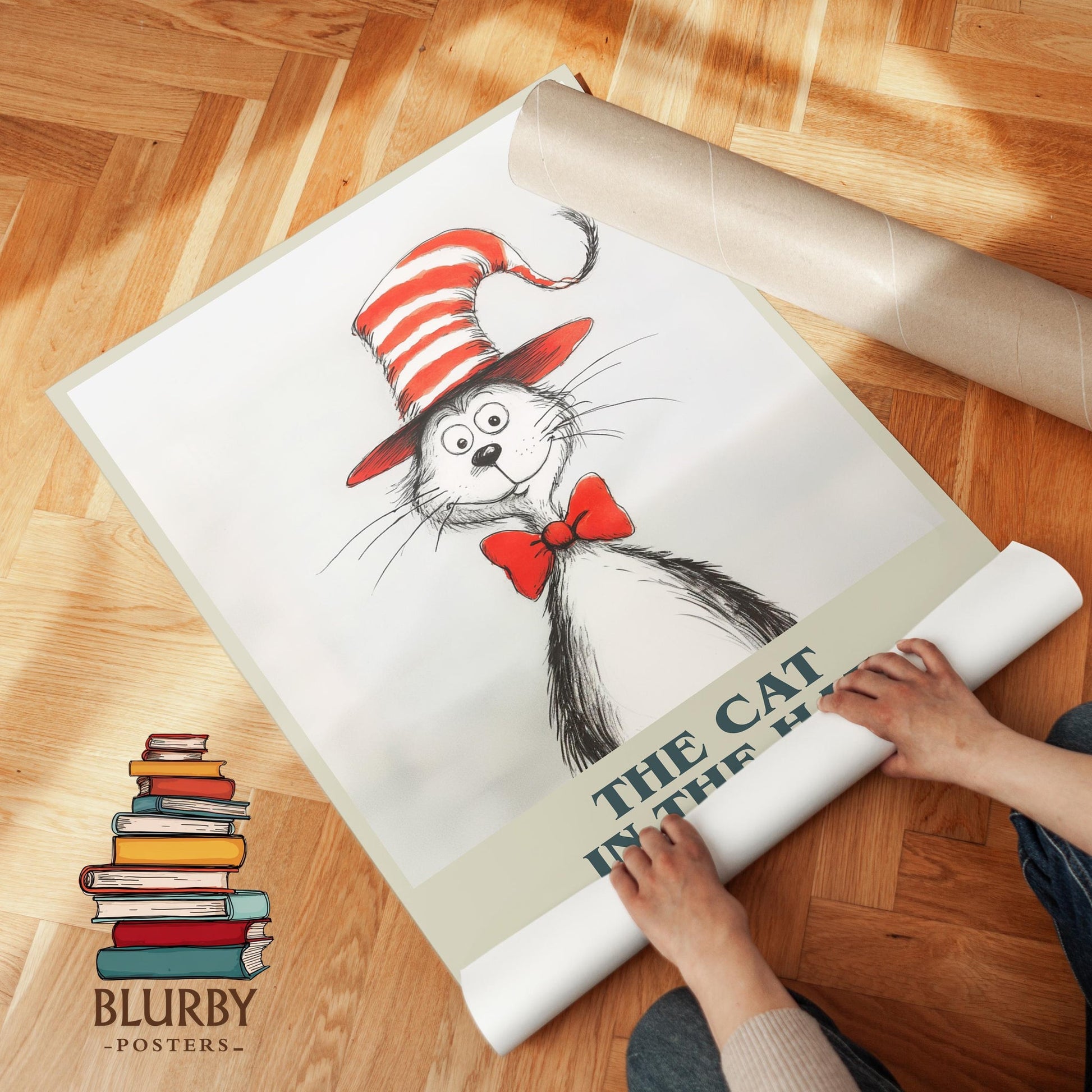 The Cat in the Hat book poster packaging – museum-quality print rolled in protective tube