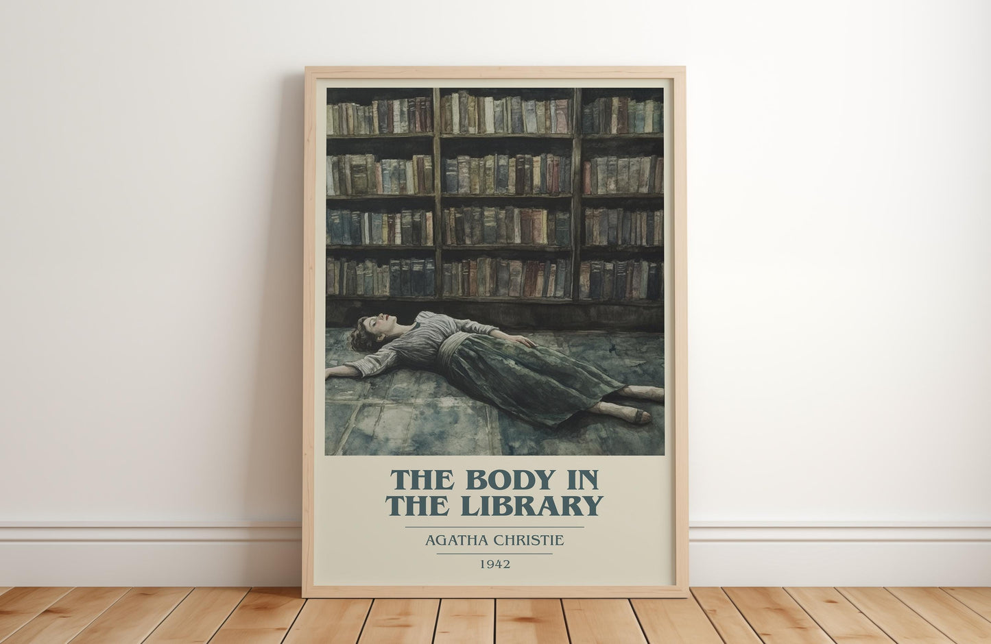 The Body in the Library book cover poster colour and style options – Agatha Christie book art