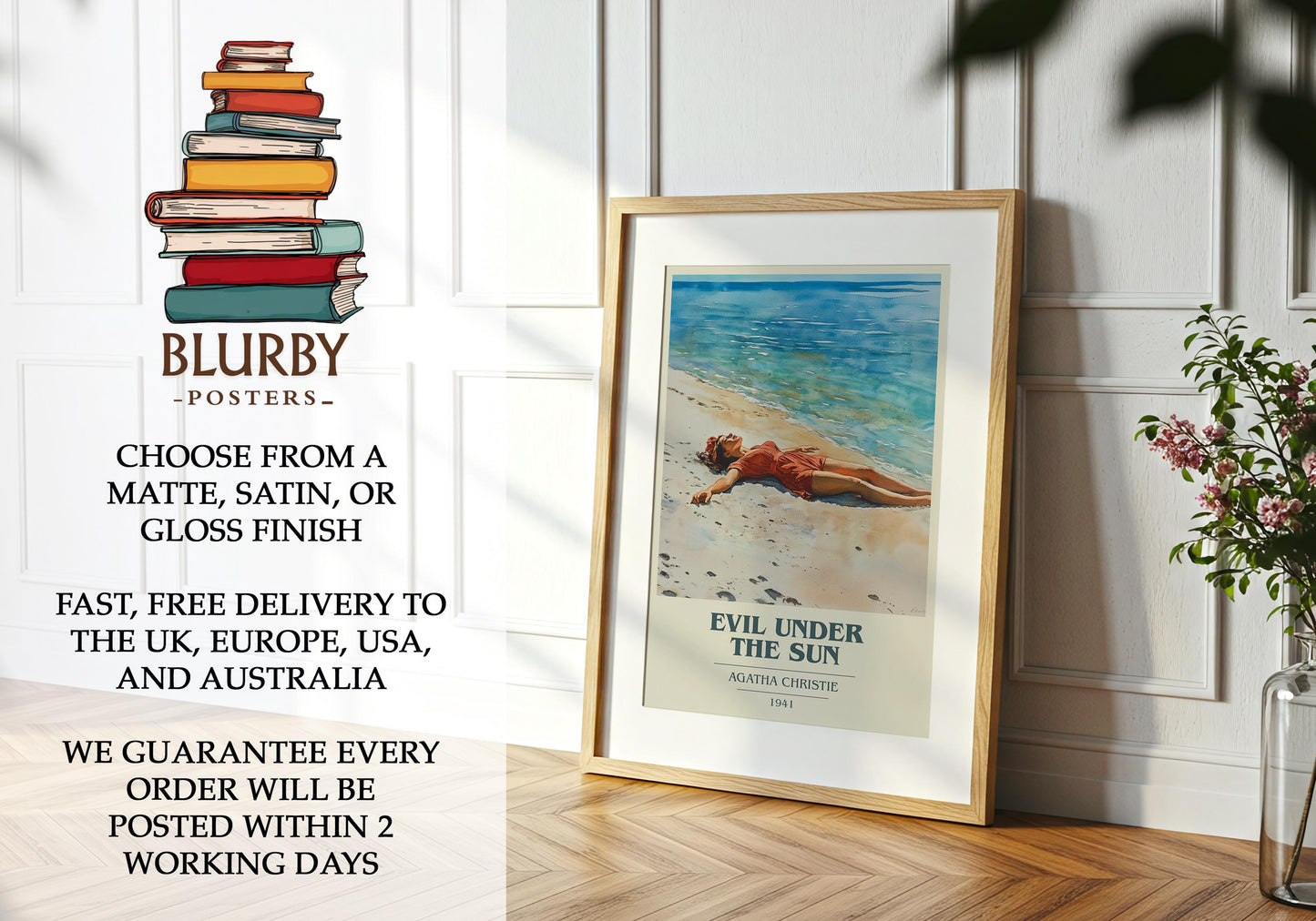 copy Evil Under the Sun by Agatha Christie | Book Poster | Literary Art Gift For Book Lover | Novel Inspired Wall Art | Free Delivery