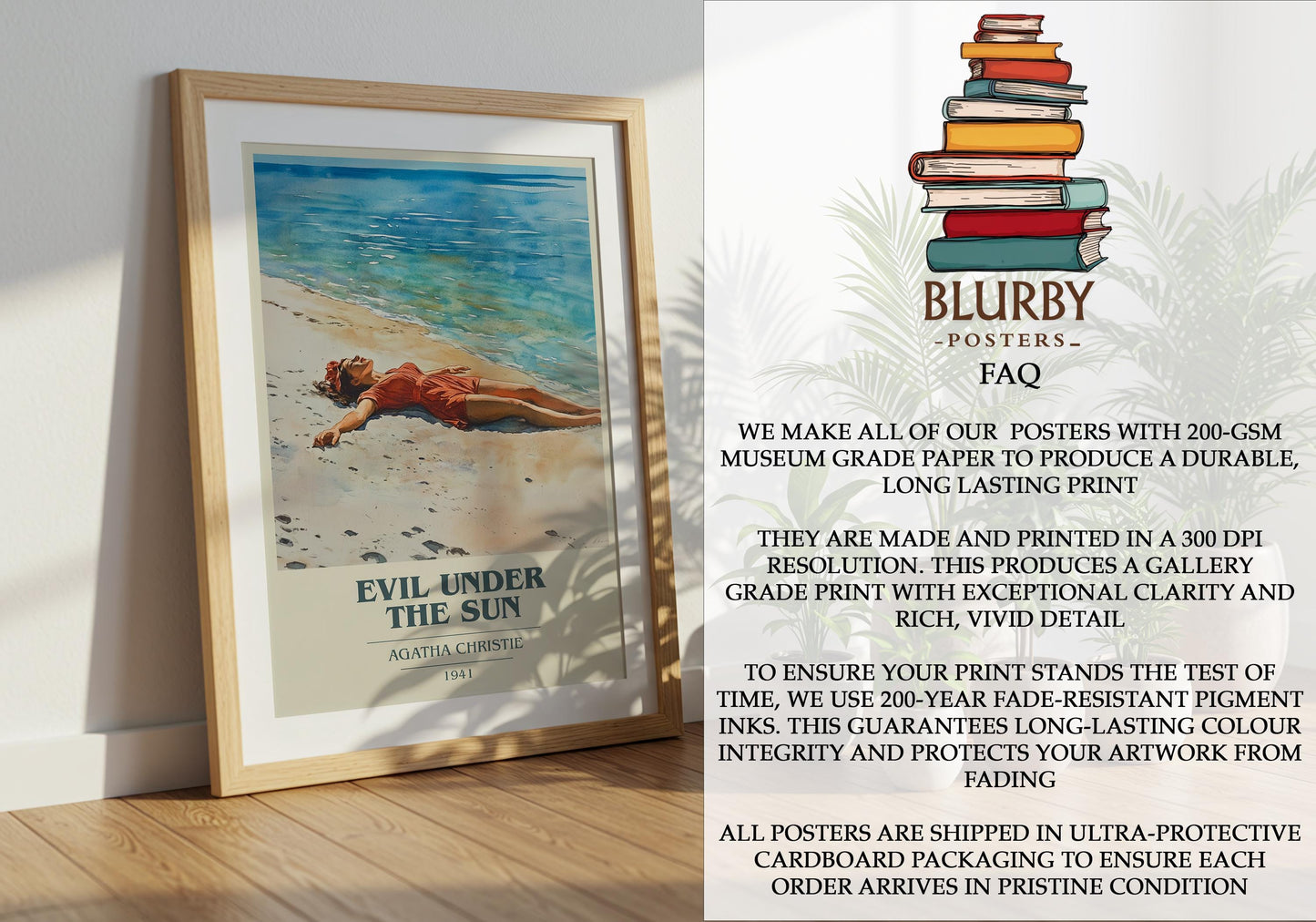 copy Evil Under the Sun by Agatha Christie | Book Poster | Literary Art Gift For Book Lover | Novel Inspired Wall Art | Free Delivery