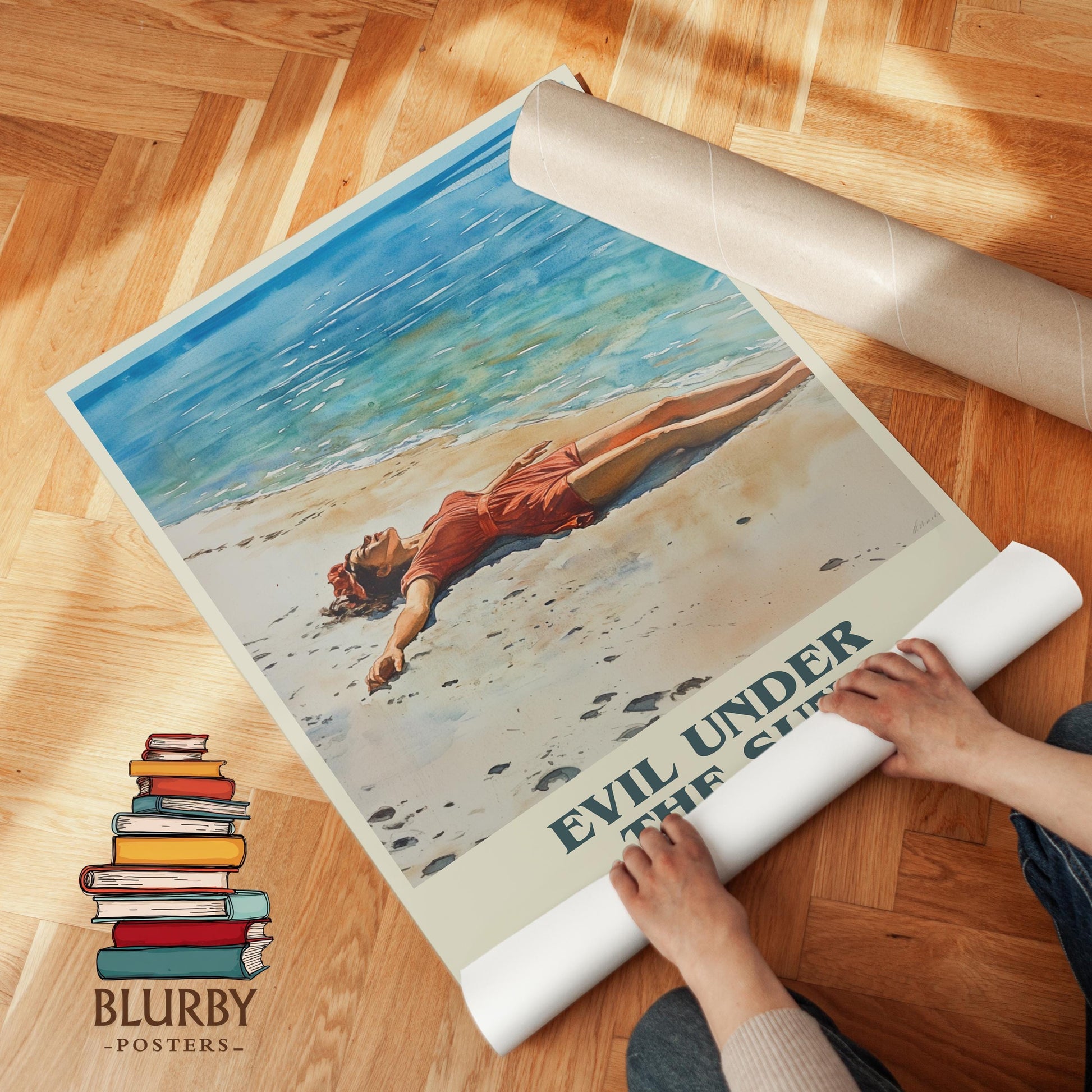 Evil Under the Sun book poster packaging – museum-quality print rolled in protective tube
